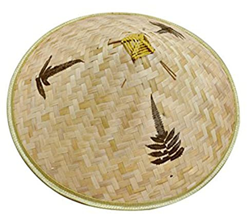 BEAHING Sombrero Oriental Chino, Sombrero de Paja Bamboo Agricultor Pescador de arroz con Sombrero de Sol de Cono vietnamita para la Agricultura de Pesca
