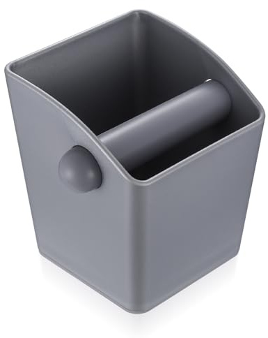 Kaffee Abklopfbehälter für Siebträger Zubehör, Abschlagbehälter für Siebträgermaschine Zubehör, Espresso Abschlagbox für Kaffeesatz Containers, Barista Abschlagbox Knock Box, Silbrig