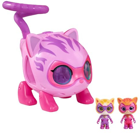 Just Play Disney Junior SuperKitties Su-Purr Wild Kitty Helikopter med ljus och ljud, 14 cm, 3 st figurer med redigerbar form, leksaker för barn från 3 år | 3 delar, användbara figurer, leksak för fans, flickor, barn, 3 år och uppåt