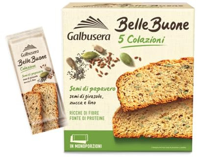 Galbusera BelleBuone 5 Colazioni Fette Spesse con Semi di Papavero, Girasole, Zucca e Lino 200g