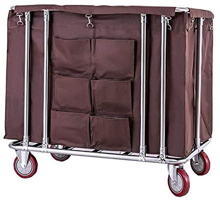 WDWDW Carro de Servicio, Carro de recolección, Carro de Reciclaje, Carro de Servicio, Carro de lavandería, Carro clasificador, Carro de Servicio de Limpieza con Ruedas y 6 Bolsillos