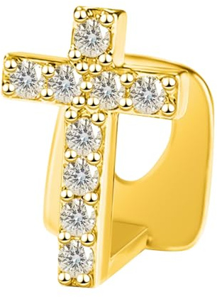 Diamond Grillz, Kucheed Bling Hjärta Korsa Tandgrillar, 18K Guldpläterade hiphoptandsmycken, Trendig CZ Dental Decoratio för Män Kvinnor, Glänsande Rapper Kostym Party Accessoarer (A4)
