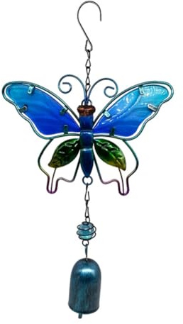 GORGECRAFT Carillon Éolien en Métal Papillon 30cm Cloche Insecte Carillon Décor Chanceux Rustique Maison Ornements Fer Stéréo Suspendu Cloche Carillons Éoliens pour Jardin Cour Patio Suspendue
