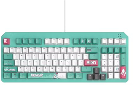 ASUS TUF Gaming K3 Gen II Hatsune Miku Edition Tastiera con layout compatto a 97 tasti, interruttori RGB ottici-meccanici, supporto con guarnizione in silicone, schiuma ammortizzante, impermeabilità