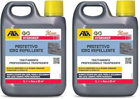 FILA Surface Care Solutions Hydrorep Idrorepellente per Pietra e Cemento, Calcestruzzo, 1 l, 1000 unità (Confezione da 2)