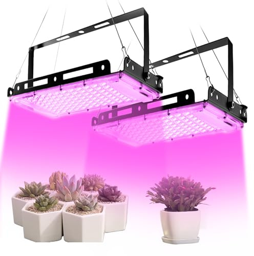 BOSITE 2 PezziLampada per Piante da Interno,96 LEDs Luci per Piante da Interno a spettro completo, Lampada per Piante LEDs, Lampada per Piante LEDs per Fiore,Verdure