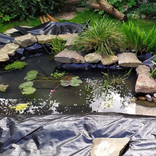 Generisch HDPE-Teichfolie 4 x 8 m (13,1 x 26,2 Fuß) – Flexible Plane für Koi-Pools, Gartenwasserspiele, Fischteiche, Landschaftsbau, Bäche und Brunnen – Strapazierfähige Teichfolie