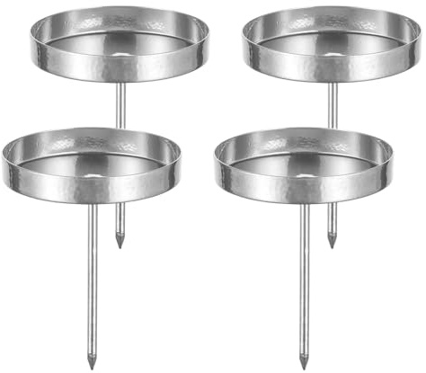 Romadedi Kerzenhalter Adventskranz Silber Stumpenkerzen 6cm - 4er Set Kerzenständer ohne Dorn Stabkerzenhalter zum Stecken Adventsteller Kerzenteller Metall für DIY Advent Kranz Deko