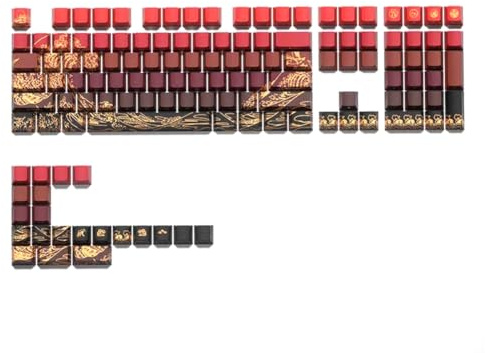 Fangxuee PBT tangentkåpe-set - E med gradient och sidogravyr, halvtransparent för 60/84/98/108 mekaniska tangentbord, svart