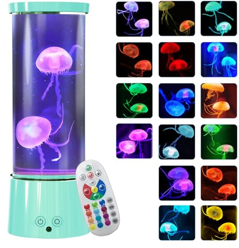 KIKILIVE lavalampe quallen lampe kinder jellyfish lamp led Aquarium mit 17 Farbe ändern dimmbare Nachtlicht für Home Decor Weihnachten Geburtstag Geschenke
