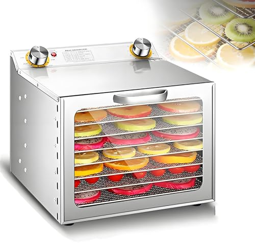 Commercial Food Dehydrator Machine for Jerky, 400W Electric Food Dehydrator Machine 86ºF-194ºF,Timer Control,Stainless Steel Food Dehydrator Machine for Meat, Fruit,Beef, Jerky, Herbs,8layer