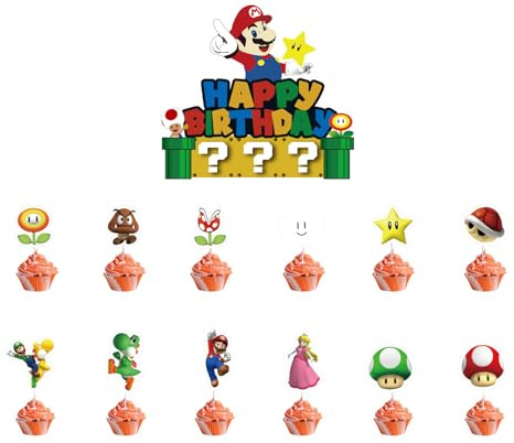 Yoimckay 13-teiliges Cartoon-Topper-Set für Kuchen, Geburtstag, Kinder, Topper, Kuchen, Happy Birthday und Cupcake Topper, Cartoon, Kuchen, Themed Cute, Party, Dekoration, Geburtstag, Mädchen, Jungen