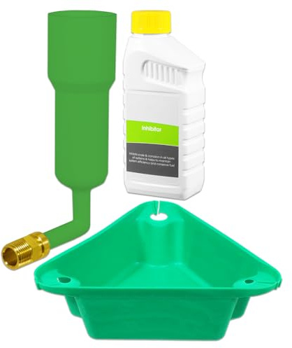 SPARES2GO Central Heating Inhibitor Concentrate Liquid (500ml Bottle) + Radiator Dosing Funnel Tool + Draining Tub