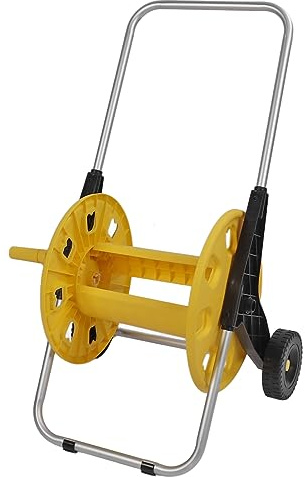 Zerodis Carrello Avvolgitubo da Giardino, Giallo, Alluminio, Contiene una Bobina di Avvolgimento per Tubo dell'acqua da 80 M