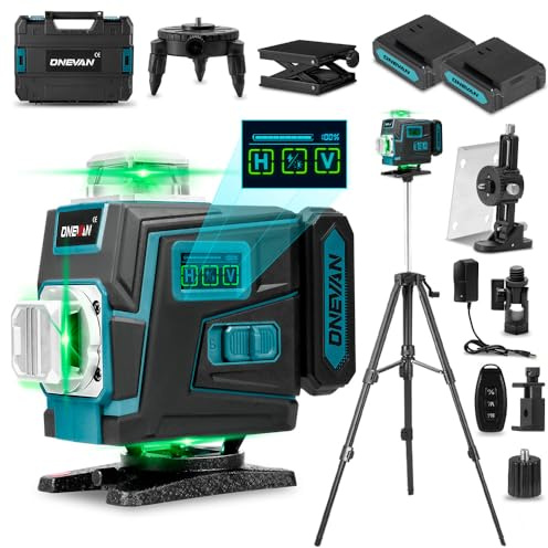 ONEVAN Laser Level with Tripod, 4D 16 Lines 360° Self-Leveling Levels Alert