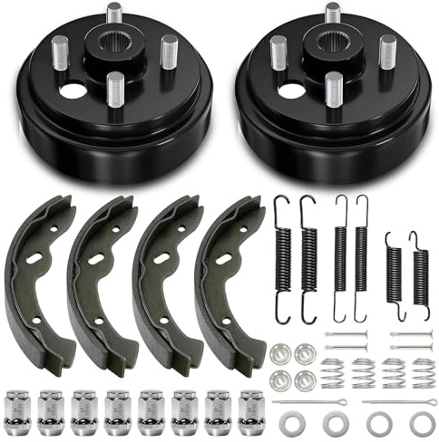 EZGO TXT Brake Hub Drum Maintenance Kit for 1997-2008 EZGO TXT Electric Vehicles, Includes Brake Drums Brake Shoes Spring Kits, OEM# 19186G1 70794G01 70795G01, Not Fit Gas Models