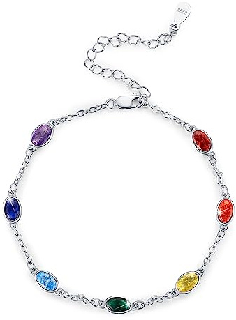 YEESIA Chakra Armband Sterling Silber 7 Chakra Yoga Armband Handgelenk Link Armband Geburtstag Weihnachtsgeschenke für Frauen Frau Freundin Freundin