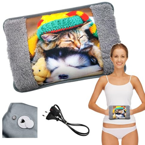 Powersell - Borsa Acqua Calda Elettrica | 500W Riscaldante con Tasche | Scaldamani, Scaldapiedi | Mantiene Calore fino a 5 Ore, Peluche, CANE E GATTO 3