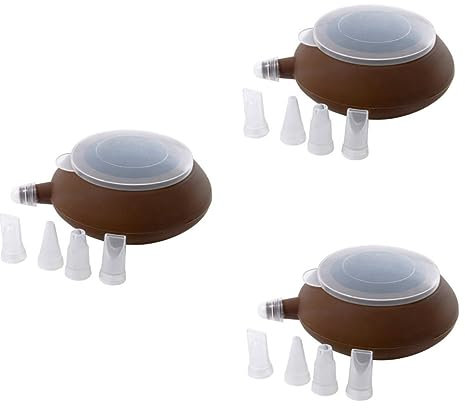 PRETYZOOM 3piezas Decorador De Pasteles De Silicona Forma De Tetera Juego De Boquillas Para Pasteles Galletas y Muffins Material De Alimenticio Color Café