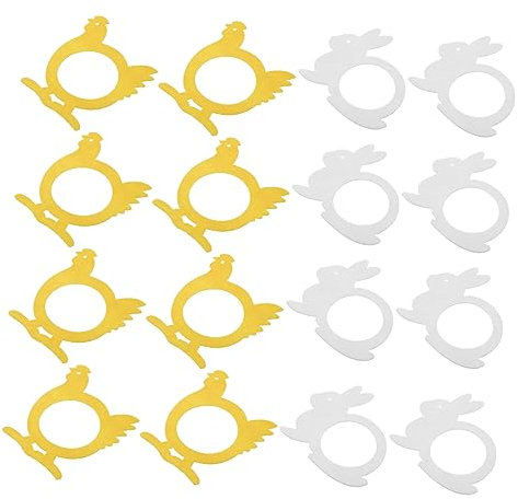 MUCKLILY Partyzubehör 16st Serviettenringe Aus Filz Hasenohren Serviettenringe Chick Serviettenclip Abendessen Serviettenring Tischdeko Zu Ostern Esstisch Ring Bankett Feder Tier Gefühlt