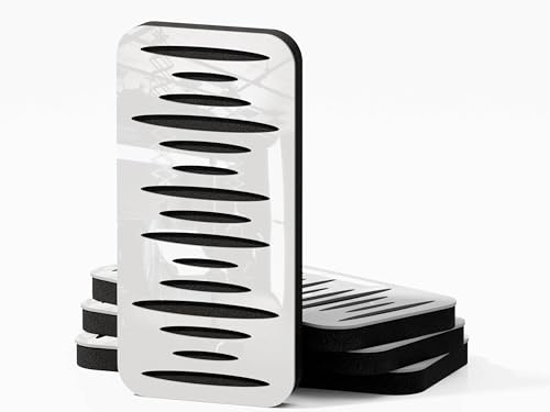 Lot de 4 panneaux acoustiques étroits insonorisants | Absorption sonore et diffusion pour contrôle de la réflexion | 23x46cm | Plaques perforées | (Plastique blanc brillant, COLUMBIA-18)