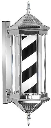Luz de Poste de barbero de 70 cm, Letrero Abierto de peluquería, Tiras LED giratorias de barbería Rojas, Blancas, Azules y Negras, Montaje en Pared, Resistente al Agua, Ahorra energía, Blanco y negr