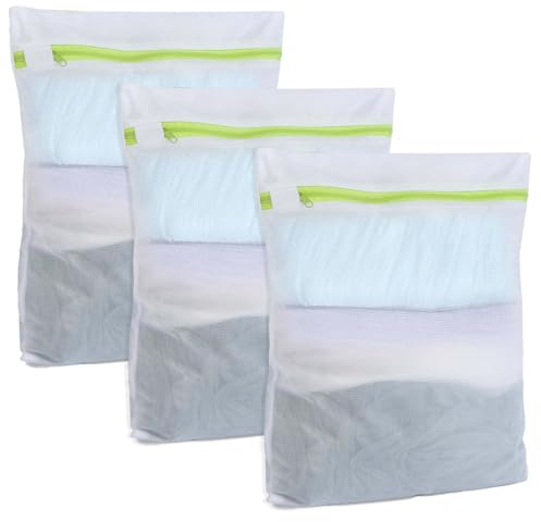 Sacco per la biancheria, 3 pezzi, rete per la biancheria, piccolo sacchetto per la biancheria, con cerniera verde, protegge il bucato/resistente, per biancheria intima, calzini, vestiti per bambini