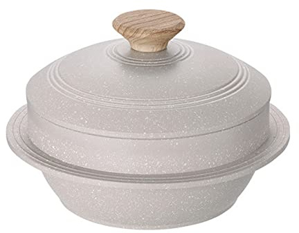 SXTYYH Fornello A Induzione Fornello A Gas Pentola Ghisa Con Coperchio Forno Olandese Resistente Al Calore Pentola Casseruola Pentola In Pietra for Cucinare, Cuocere Il Pane(Bianca)