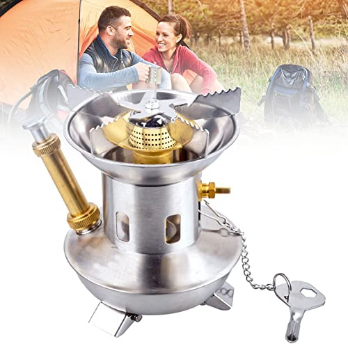 Réchaud à essence portable en acier inoxydable pour randonnée, aventure, puissance de feu réglable + pieds pliables