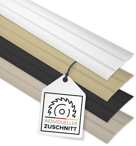 D-TACK Übergangsprofil Alu selbstklebend nach Maß | Breite 37 mm | Flache Übergangsleiste | Abdeckleiste in Handwerkerqualität | Maßanfertigung | Silber