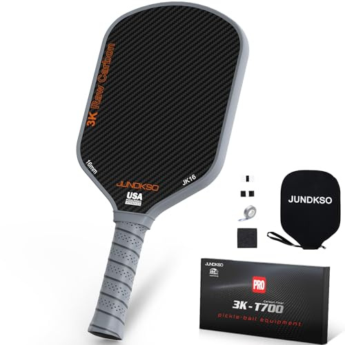 JUNDKSO Carbon Fiber Pickleball Paddles USAPA Approved Raw Carbon Frosted | with Strong Spin and consistency achieved - Dominant Power and Larger Sweet Spot - Intermediate Advanced Professional Players
