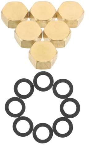 KONTONTY 6 Juegos De Tapones Roscados De Latón para Válvula De Cierre Tapones para Extremos De Tubería De Cobre Racores De Latón con Cabeza Hexagonal para Manguera para Extremos