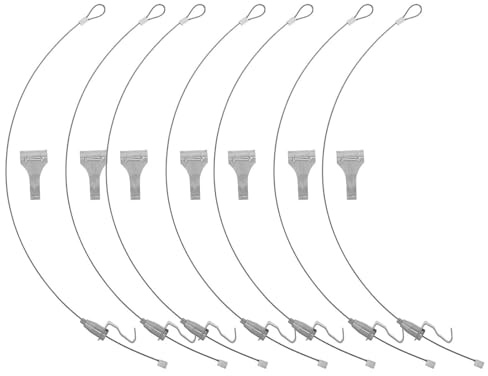 Gatuida 12 Juegos Sistema de Colgado para Cuadros con Ganchos de Alambre Ajustables Kit para Exhibiciones de Arte Cables de Acero Resistentes y Sistema Invisible para Decoración de Hogar y