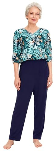 ranrann Femme Combinaison Imprimé Fleurie Pyjama Sanitaire Soin Grenouillère pour Personnes Âgées Alzheimer Incontinence Patient Fleur Orange L
