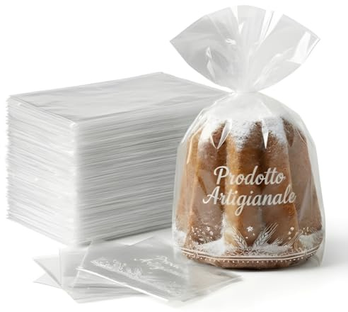 100 Buste per Panettone Artigianale (Misura 40x50 cm) - Sacchetti Alimentari in Moplefan per Conservazione Perfetta fino a 1kg