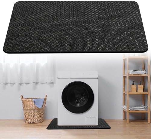 Esterilla antivibración 60 x 60 cm, alfombrilla antideslizante para lavadora, recortable, ligera, resistente al agua, amortiguación de sonido y vibración para lavadoras, aparatos de fitness e