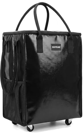 Reusable Hauler Rolling Tote Bag, Collapsible Portable Shopping Cart with Wheels for Groceries, Apartments Laundry, Organization , Heavy Duty Utility Tote, Basket with Wheels, Travel and Moving, 75lbs