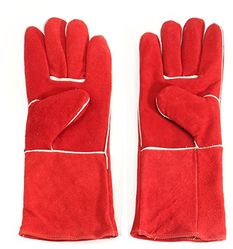 MASUNN Holzofen Handschuhe Lang Gefüttert Schweißer Stulpen Feuer Hochtemperatur Herd Schutz Schweiss Handschuhe