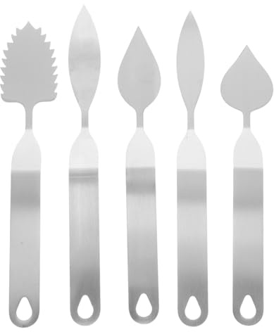 Hemoton 5Pcs Set di Spatole per Glassa Foglia Spatola per Cioccolato Spatola per Torta in Acciaio Inossidabile Glassa Liscia Strumento di Cottura per Home Hotel Ristorante