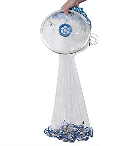 Oreilet Wurfnetz, Fischernetz Hand Überwurf Angelnetz aus Nylon Starkes Nylon-Monofilament für Köderfalle, Salzwasser Fischen Fangnetz Gussfangnetz für Angelbegeisterte(3.6m)
