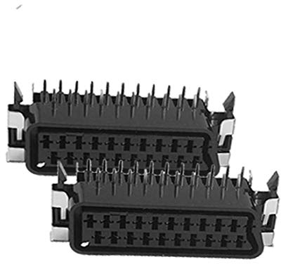 New Lon0167 2 Pcs Dual Row 21 Ways Metal Lug Scart Socket CS-104PB(2 Stück zweireihig 21 Möglichkeiten Metallschild Lug Scart Sockel CS-104PB