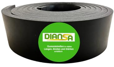 Gummistreifen 8mm dick 80 mm breit mit Gewebe bis 10 m Länge Hartgummi Vollgummi Gummiauflage Gummiplatte Gummimatte Schüefleiste (9000x80x8 mm)