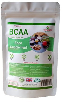 BCAA Capsules Branched Chain Amino Acids (BCAA) L-Leucine, L-Isoleucine & L-Valine, Pre & Post Workout Capsules, Sports Supplement (90 Caps) (90)