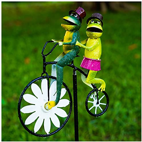 Windrad Garten, 85cm Windrad Garten Metall, Fahrrad-Windspiele für Draußen, für Balkon, Hof, Rasen, Hofdekoration (Weiß)