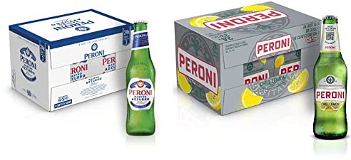 Peroni Nastro Azzurro, Cassa Birra con 24 Bottiglie di Birra da 33 cl, 5% Vol & Peroni Chill Lemon Birra al Limone, Cassa Birra con 24 Birre in Bottiglia da 33 cl, 7.92 L