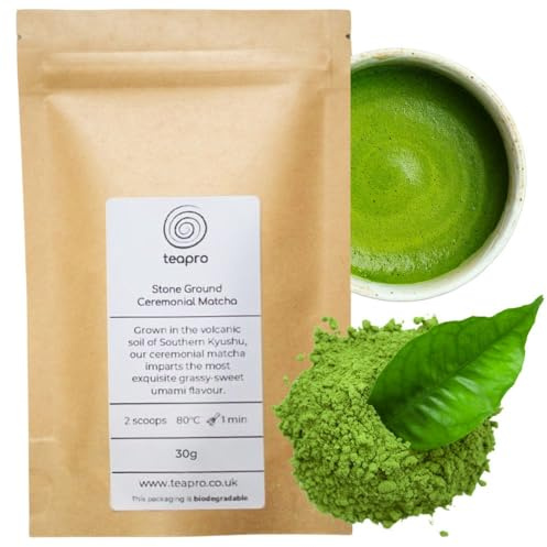 Teapro Ceremonial Grade Matcha 30g | 1st Harvest Premium Green Tea Powder from Kyushu Japan | 100% Pure Stone Ground Leaves for Traditional Ceremony