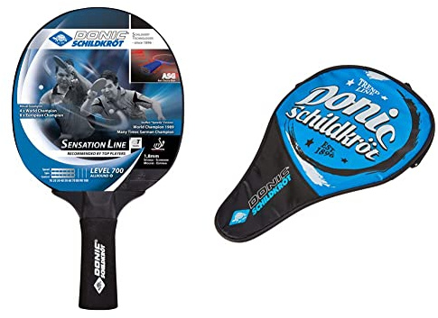 Donic-Schildkröt Tischtennisschläger Sensation Line 700, ASG-Griff, 1,8 mm Schwamm, Avantgarde - ITTF Belag, 734403, Schwarz & Donic-Schildkröt Tischtennis Schlägerhülle Trendline, 818507