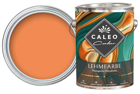 Caleo Color Lehmfarbe WÜSTENFUCHS Orange, 2,25 Liter - ökologische Wandfarbe für Wohnzimmer und Co. - hoch deckend, tropffrei, geruchsneutral