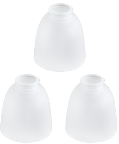 3-Pack White Frosted Glass Shade Replacements, Ceiling Fan Light Covers Glass Globes Lampshades for Chandelier, 4.92High, 4.72Diameter, 1.65 Fitter, Bell Shaped Glass Shades