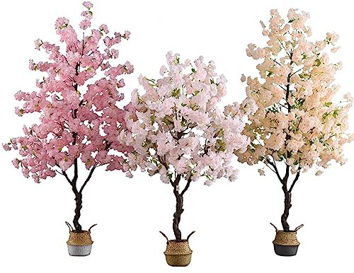 Kunstbaum Rosa-weiß-grüner Kirschblütenbaum-Topfpflanzenimitat Mit Korb/Kunstpflanzen, Höhe 50 70 110 150 180 200 Cm, Extra Große Bonsai-Bäume/dekorativer Kunststoffbaum, Japanisch/Simulation ( Color